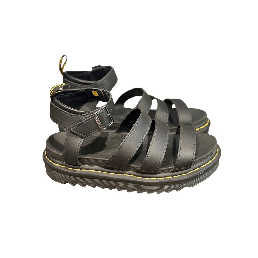 Dr. Martens Blaire Black Leather Platform Strappy Sandals Womens 10